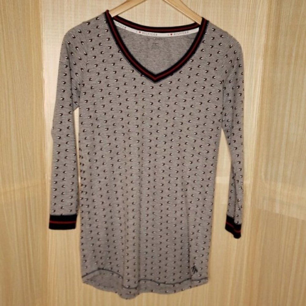 Tommy Hilfiger Womens Gray Long Sleeve Night Gown Small